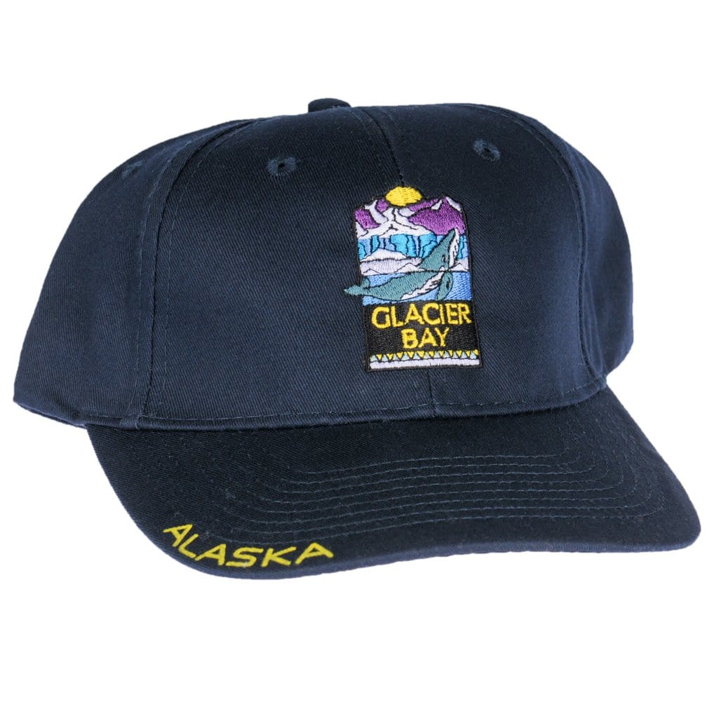 Navy blue cap with embroidered patch for Glacier Bay